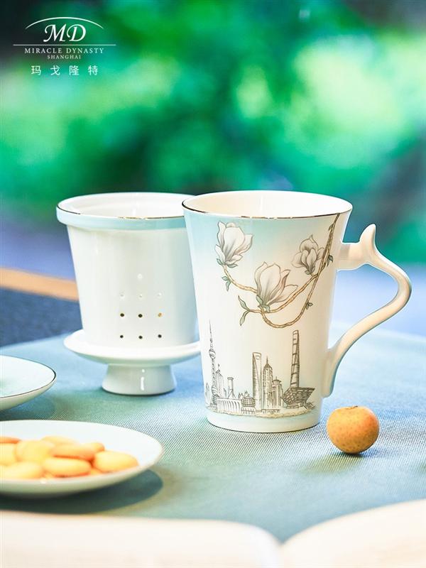 玉蘭花開三件套濾茶杯