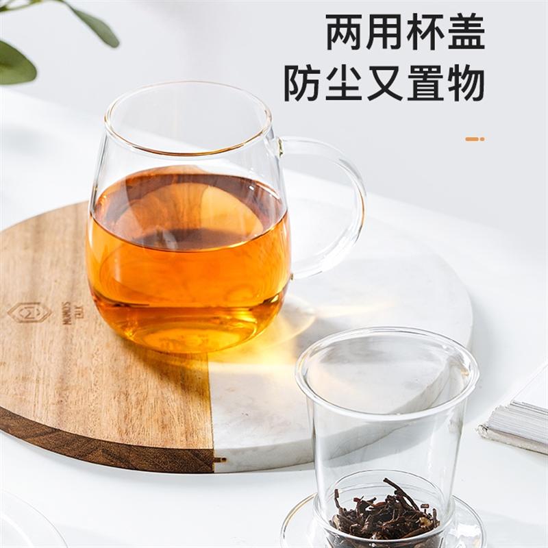 物生物過濾玻璃杯家用茶水分離泡茶杯女透明帶把花茶夏季水杯子