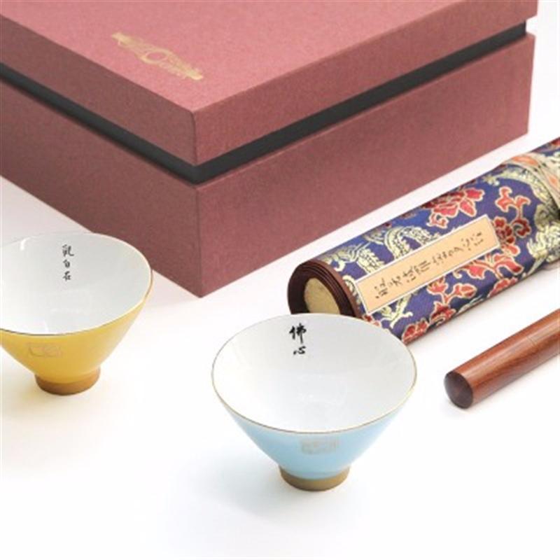 【杭城印記·心經(jīng)】真絲心經(jīng)卷軸+對杯+沉香禮盒套裝