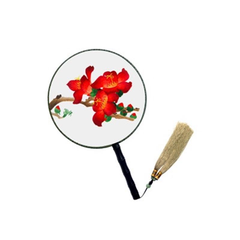 【廣繡南國紅棉】純手工雙面刺繡宮扇