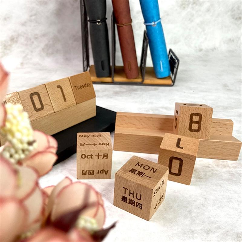 清木集市木藝擺件萬年歷