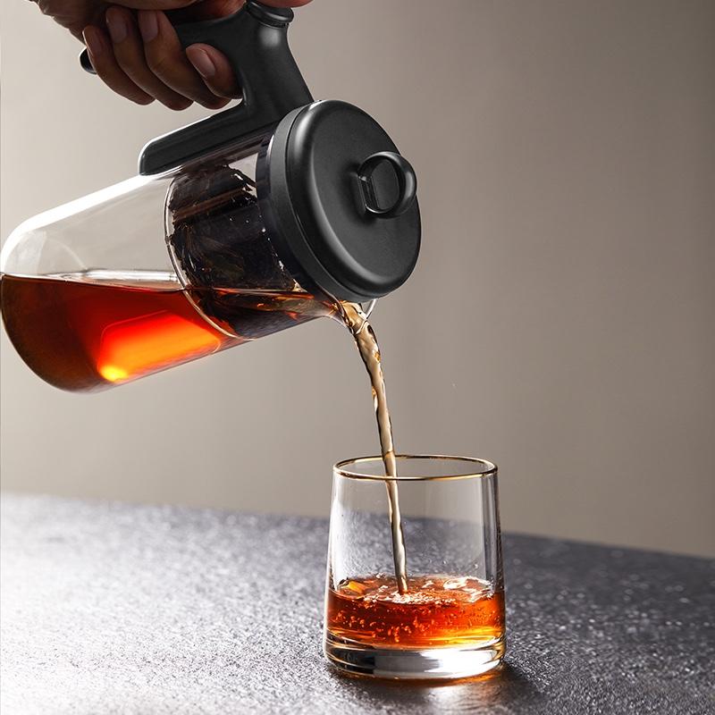 鳴盞飄逸杯泡茶壺全玻璃內(nèi)膽大容量茶水分離過濾可拆洗茶具飄逸壺