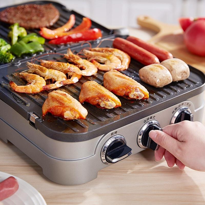 美膳雅（Cuisinart）電烤爐燒烤爐 雙面無煙烤肉鍋電烤盤 帕尼尼牛排機(jī) 三明治機(jī) 家用燒烤機(jī) GR-4NCN燒烤機(jī)