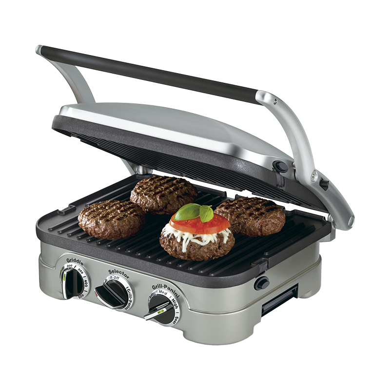 美膳雅（Cuisinart）電烤爐燒烤爐 雙面無煙烤肉鍋電烤盤 帕尼尼牛排機(jī) 三明治機(jī) 家用燒烤機(jī) GR-4NCN燒烤機(jī)