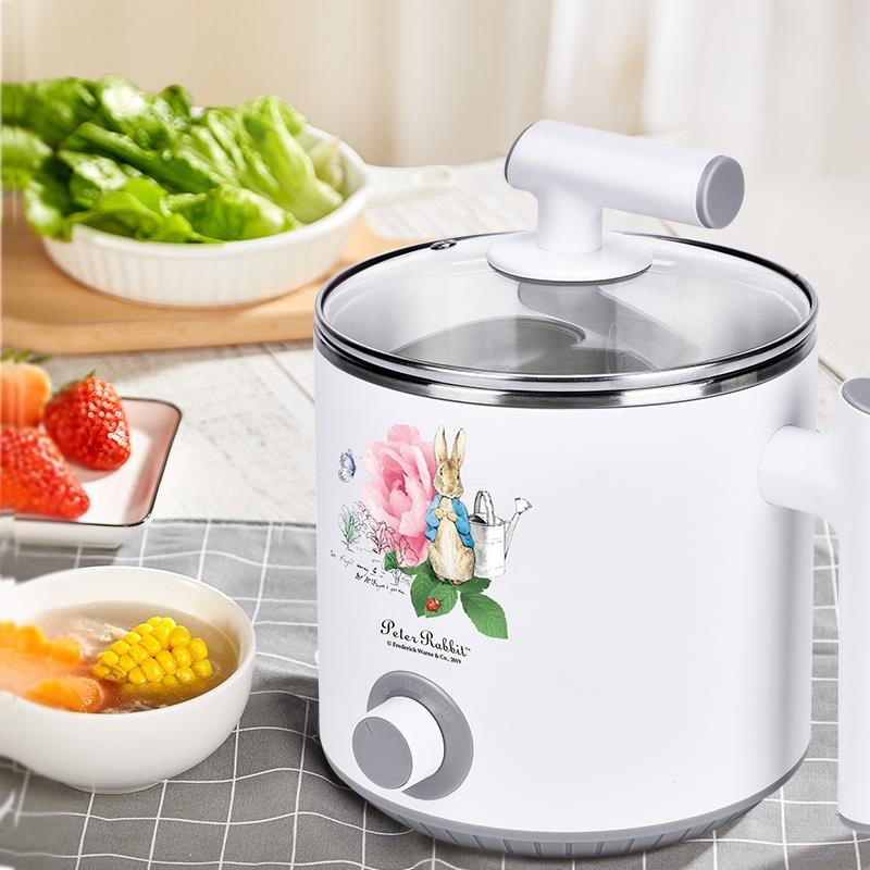 英國比得兔花語電煮鍋多功能煮面鍋蒸鍋燉鍋顏值1.5L小鍋容量1.5L