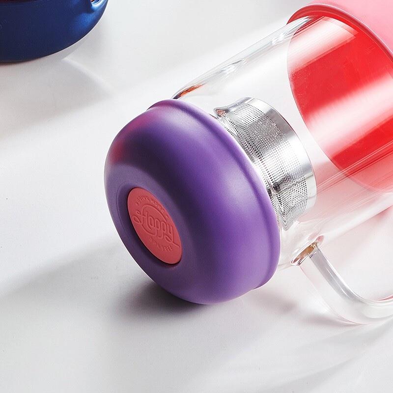 miGo玻璃杯420ML商務男女辦公大容量水杯帶把手茶水分離泡茶杯子帶茶隔