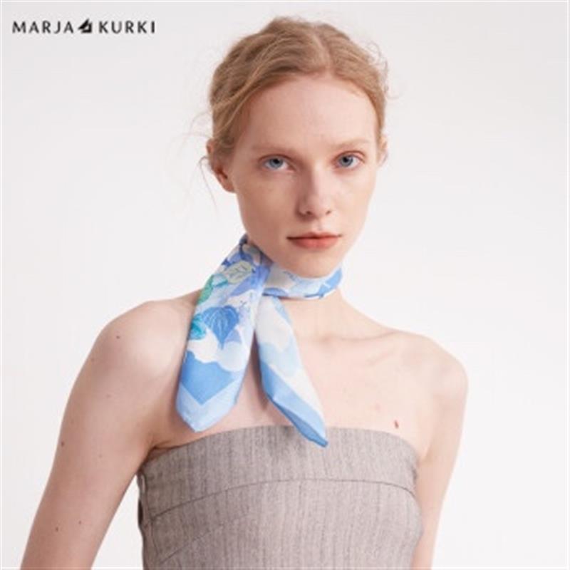 瑪麗亞.古琦（MARJA KURKI）小方巾 歐美風(fēng)氣質(zhì)優(yōu)雅高檔桑蠶絲絲巾