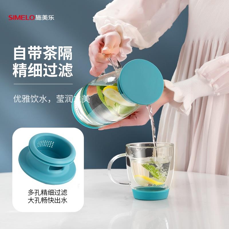 施美樂涼水壺家用耐高溫玻璃水壺涼水杯涼白開玻璃壺大容量冷水壺