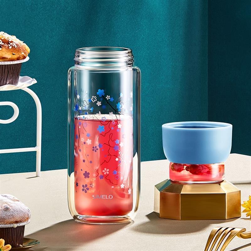 施美樂(lè)茶水分離杯保溫杯便攜玻璃水杯女可愛(ài)茶杯泡茶杯玻璃杯杯子