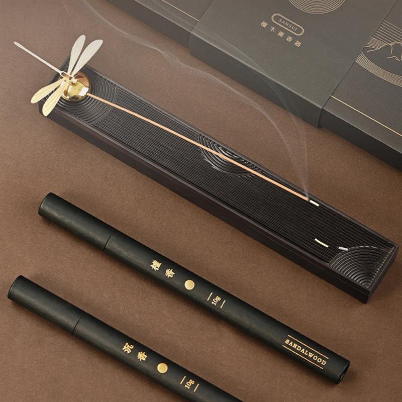 唯詩|枯山水 檀木熏香器儲(chǔ)香盒茶道香薰?fàn)t線香香插臥香爐創(chuàng)意禮品