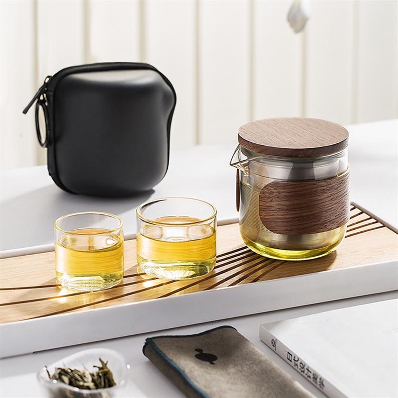 木笙玩物功夫旅行茶具套裝快客杯一壺二杯玻璃便攜式戶外泡茶裝備