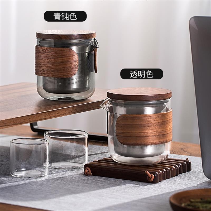 木笙玩物功夫旅行茶具套裝快客杯一壺二杯玻璃便攜式戶外泡茶裝備
