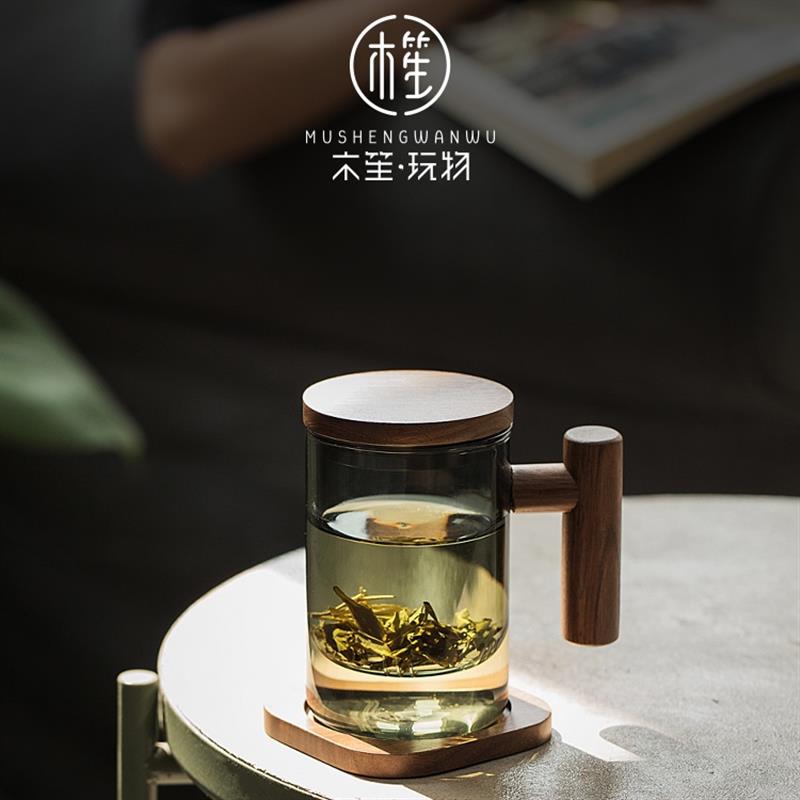 木笙玩物日式泡茶杯茶水分離男士高檔玻璃水杯茶道杯辦公室喝茶杯