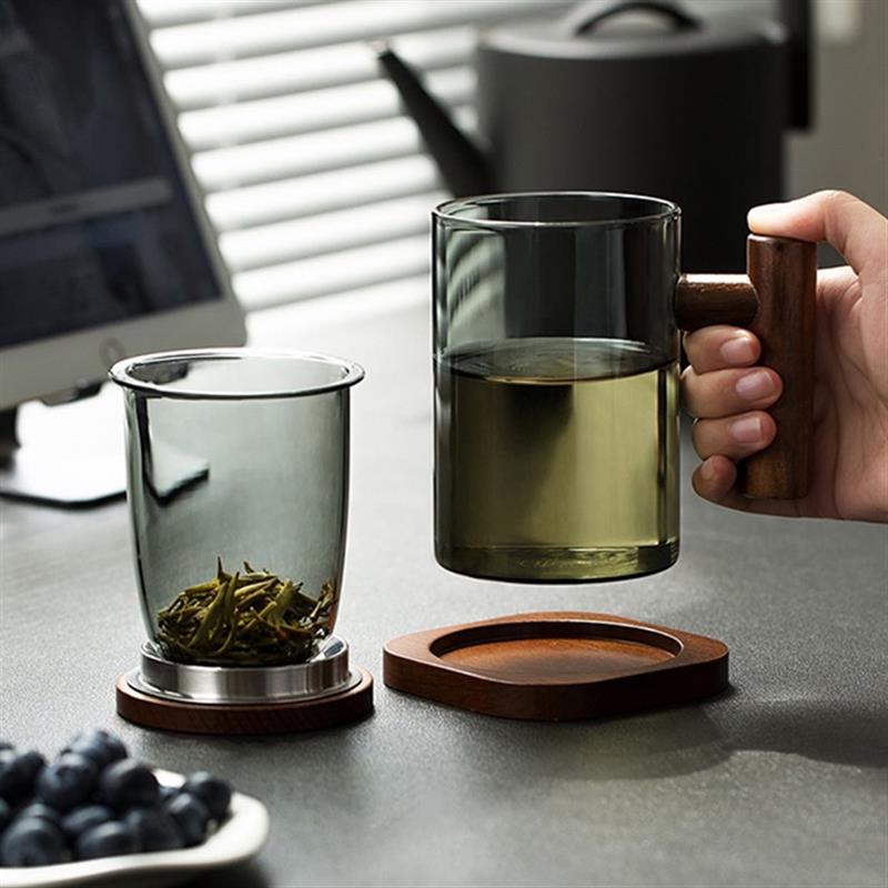 木笙玩物日式泡茶杯茶水分離男士高檔玻璃水杯茶道杯辦公室喝茶杯