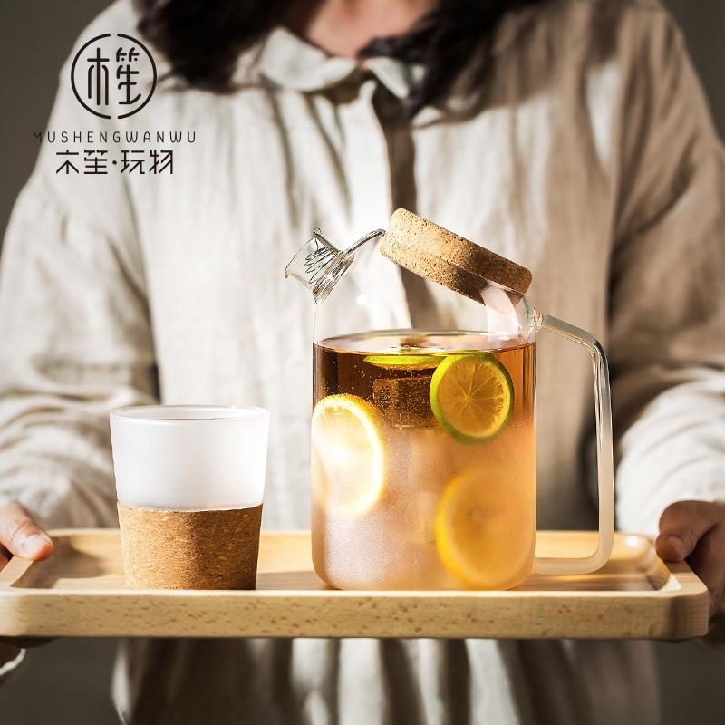 木笙玩物玻璃涼水壺套裝家用泡茶壺創(chuàng)意磨砂耐高溫冷水壺簡約日式