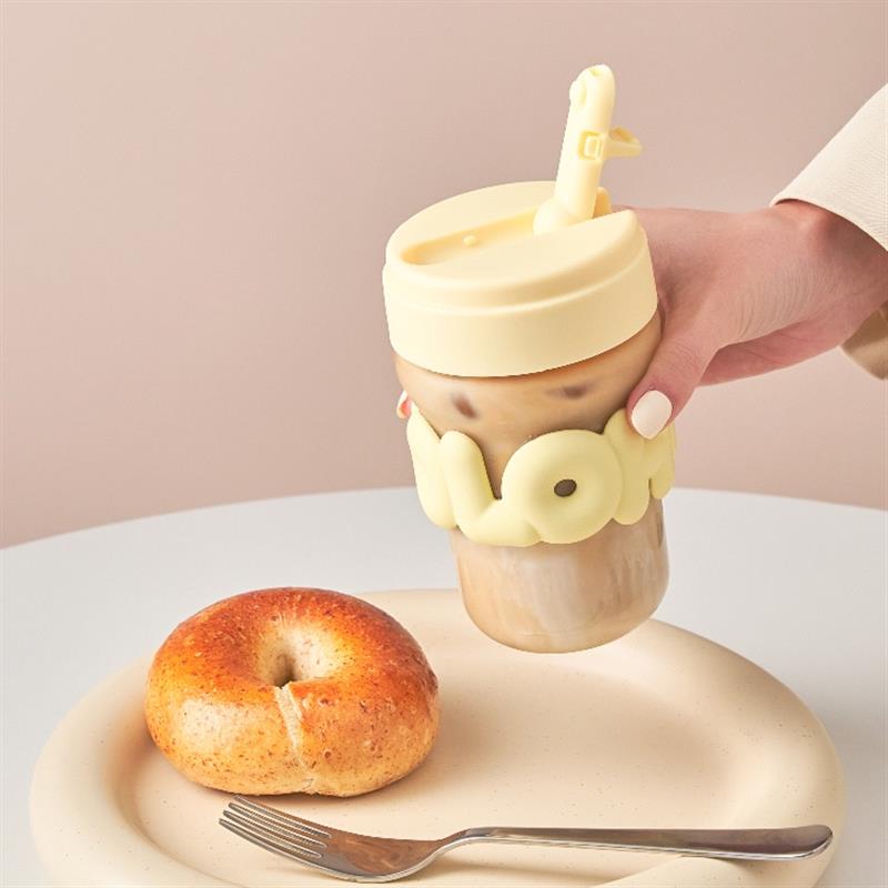 holoholo雙飲玻璃水杯女便攜咖啡杯可愛高顏值帶吸管隨行學生杯子