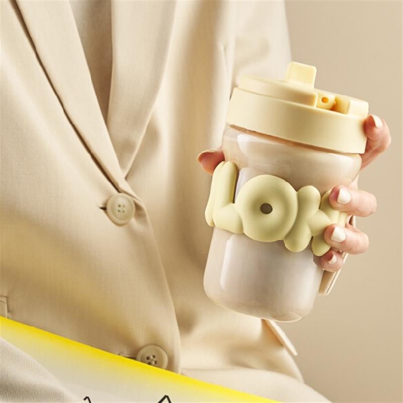 holoholo雙飲玻璃水杯女便攜咖啡杯可愛高顏值帶吸管隨行學生杯子