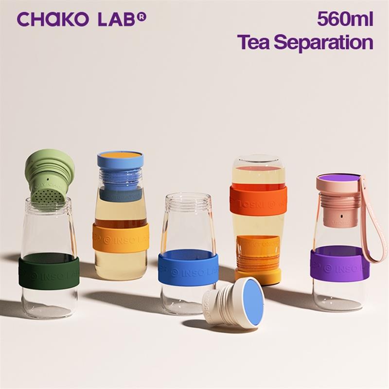 chakolab牛奶玻璃隨行杯耐高溫可愛大容量茶水分離茶杯大肚水杯子
