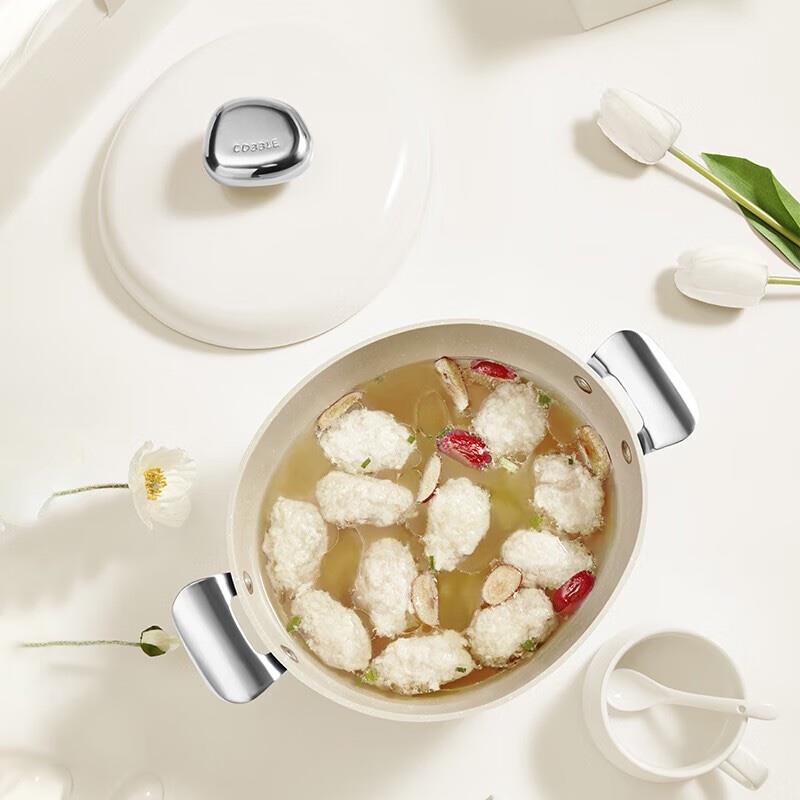 VELOSAN【溫侖山】鵝卵石不粘湯鍋燉鍋燒煲燃?xì)怆姶艩t明火通用