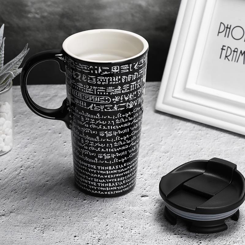 大英博物館陶瓷杯高款大容量馬克杯子帶蓋送生日禮物禮物教師節(jié)