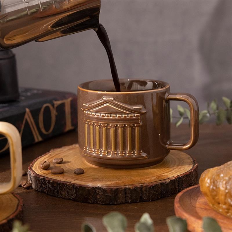 大英博物館logo復(fù)古窯變咖啡對(duì)杯陶瓷情侶水杯子套裝生日禮物女生