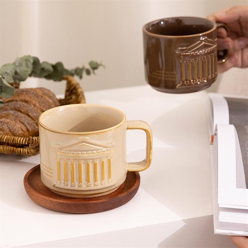 大英博物館logo復(fù)古窯變咖啡對(duì)杯陶瓷情侶水杯子套裝生日禮物女生