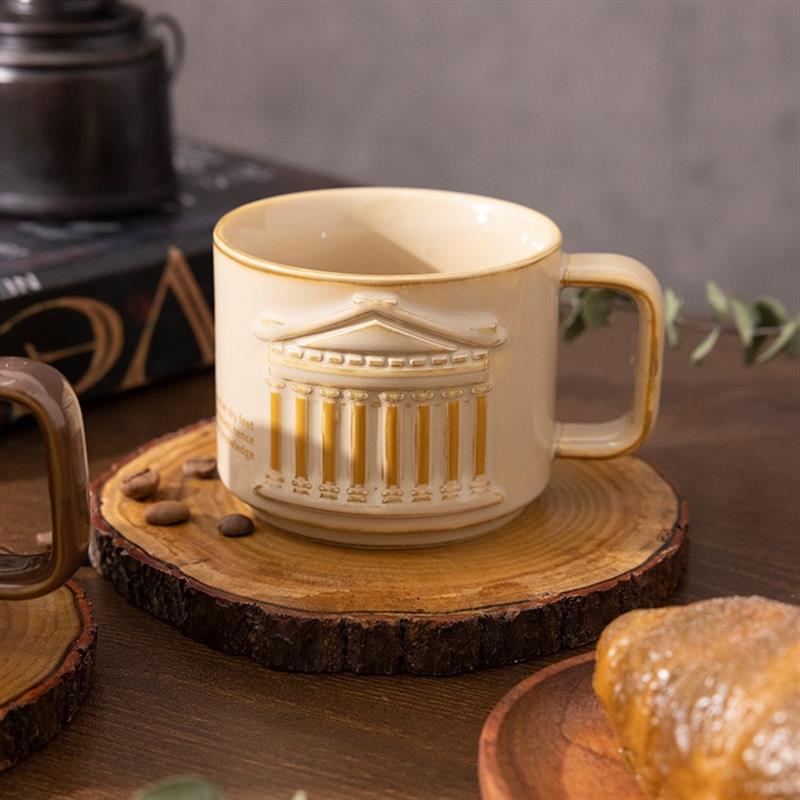 大英博物館logo復(fù)古窯變咖啡對(duì)杯陶瓷情侶水杯子套裝生日禮物女生