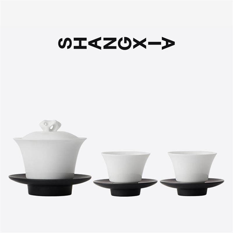 SHANG XIA上下太湖石蓋碗套裝三才杯茶杯托茶具商務禮品結婚禮物