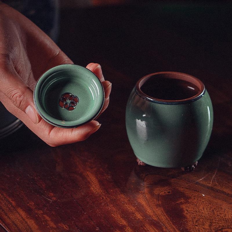 學古|紫砂建水 秋桂/藍雪/海鼠/荷莖綠宜興紫砂胎爐鈞釉小渣斗