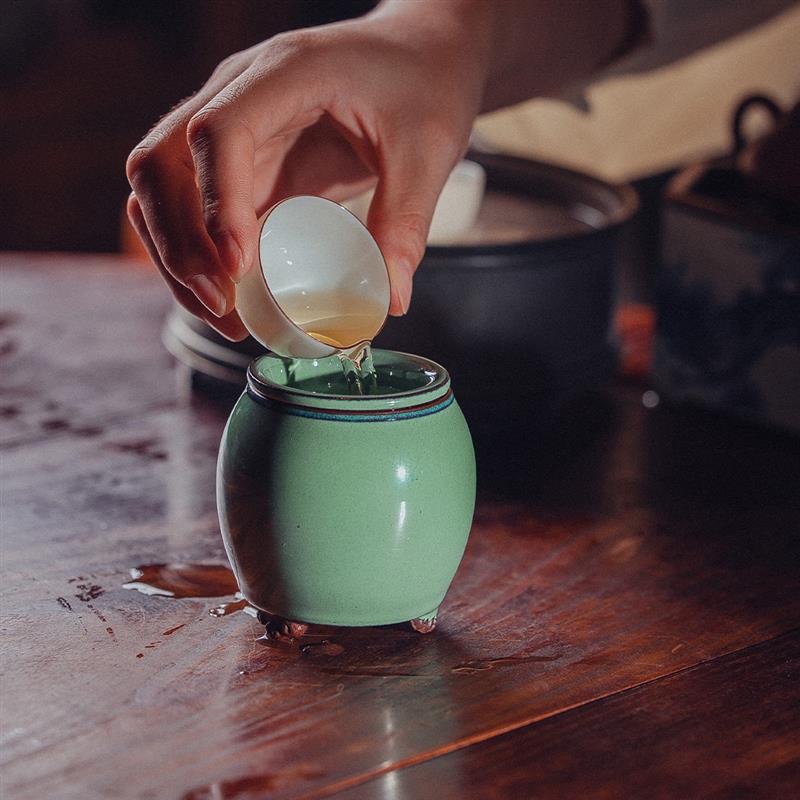 學古|紫砂建水 秋桂/藍雪/海鼠/荷莖綠宜興紫砂胎爐鈞釉小渣斗