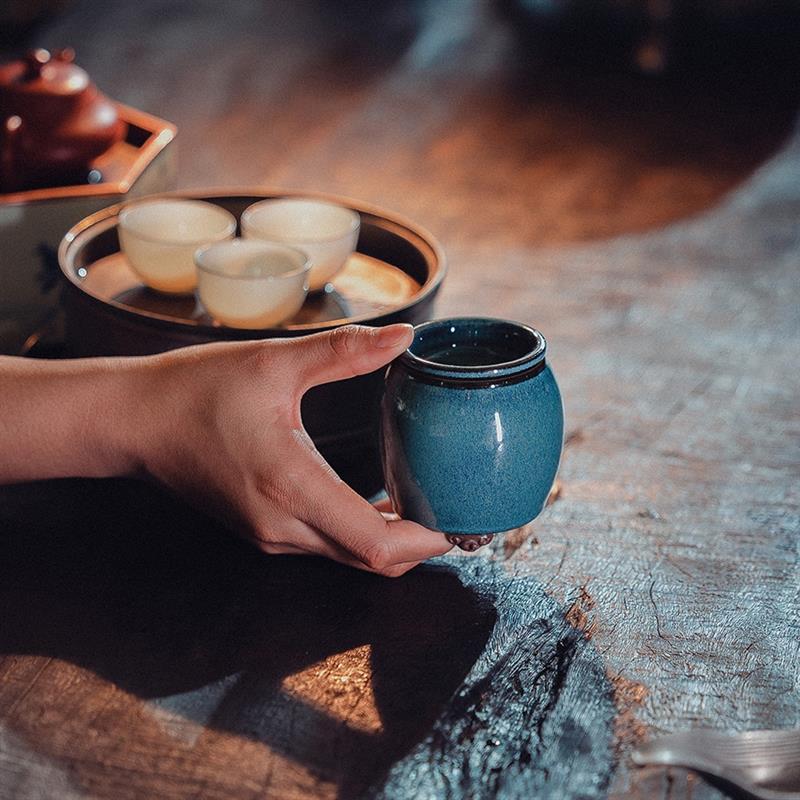 學古|紫砂建水 秋桂/藍雪/海鼠/荷莖綠宜興紫砂胎爐鈞釉小渣斗
