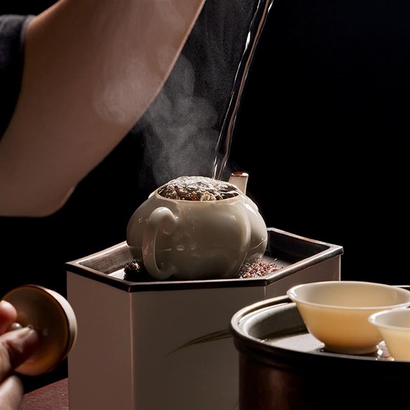 學(xué)古|金線孟臣?jí)?陶瓷壺紫銅包邊梨形壺工夫茶器