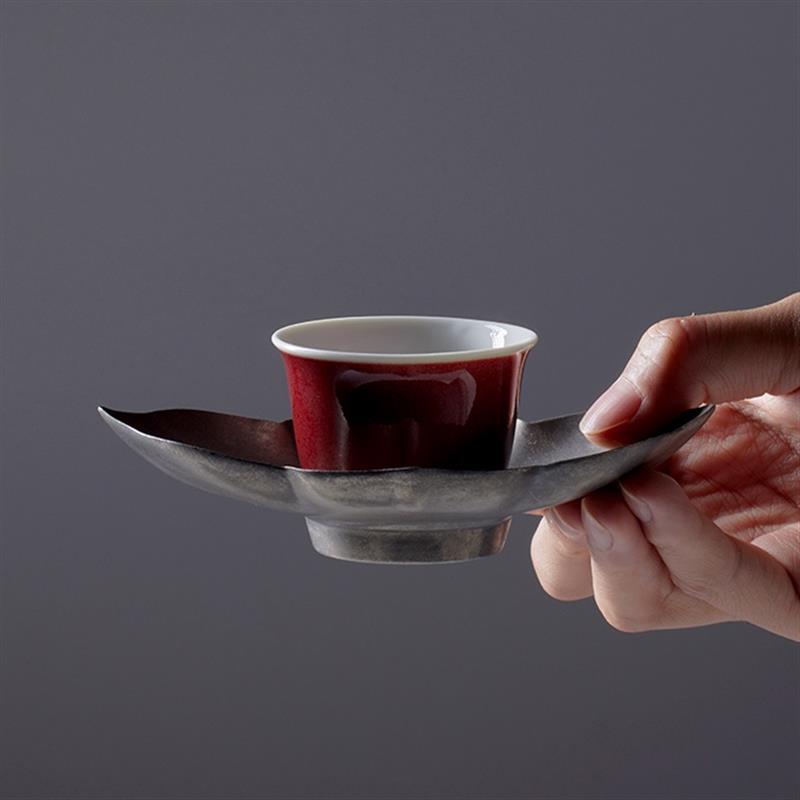 學(xué)古|石榴紅泰斗小杯 手工薄胎明代景德鎮(zhèn)霽紅釉茶杯6只禮盒50ml