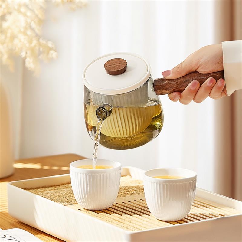 木笙玩物側(cè)把茶壺家用陶瓷過濾煮茶壺耐熱玻璃防燙泡茶壺茶水分離
