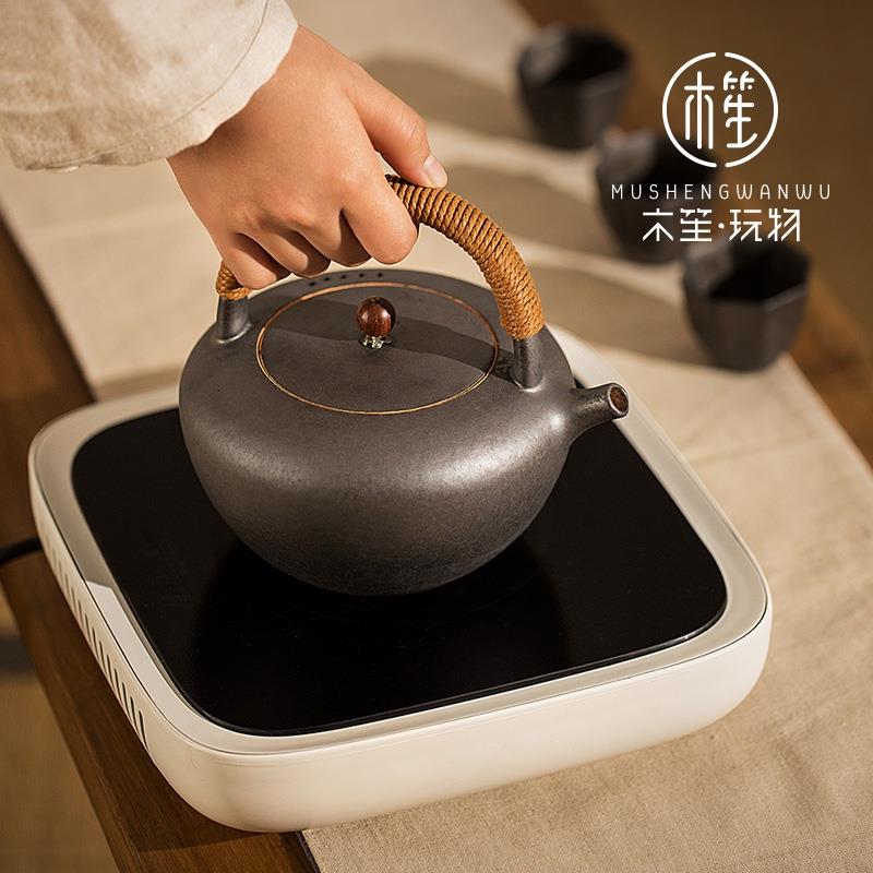 木笙玩物圍爐煮茶壺復(fù)古陶瓷功夫茶具燒水壺小型煮茶器中式提梁壺