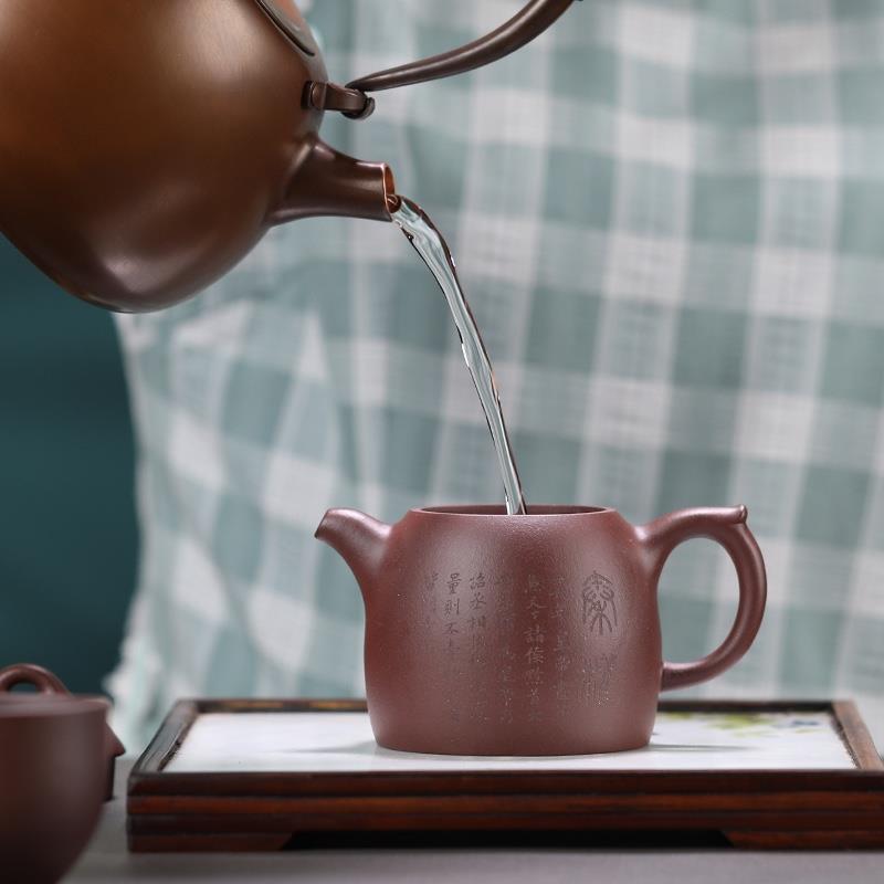 清樸堂 六合同風*秦權(quán)套裝商務禮品茶具套裝文創(chuàng)禮品 禮物送家人送朋友 秦權(quán)壺+林泉盅*6+PU皮茶席+掛畫