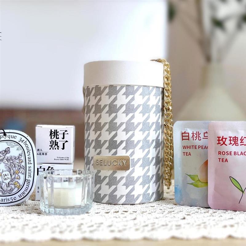 春風有信手提禮盒藏詩蠟燭燭臺花茶茶包香薰掛飾