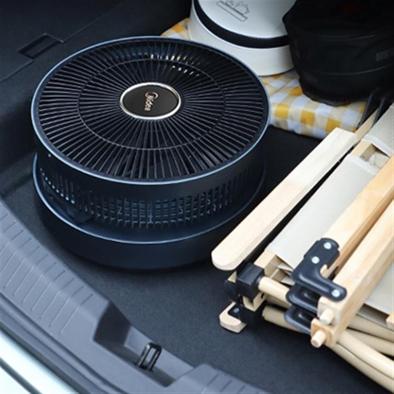 美的落地電風(fēng)扇折疊循環(huán)扇多功能輕音伸縮家用戶外露營充電臺式