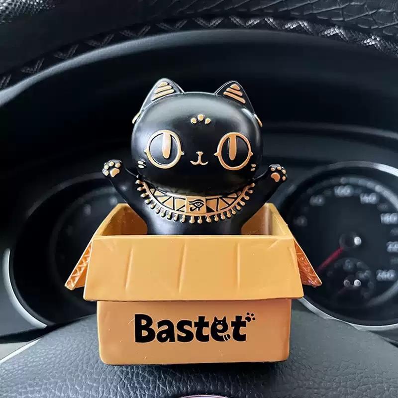 大英博物館安德森貓車(chē)載飾品汽車(chē)搖頭擺件車(chē)飾裝飾閨蜜生日禮物女