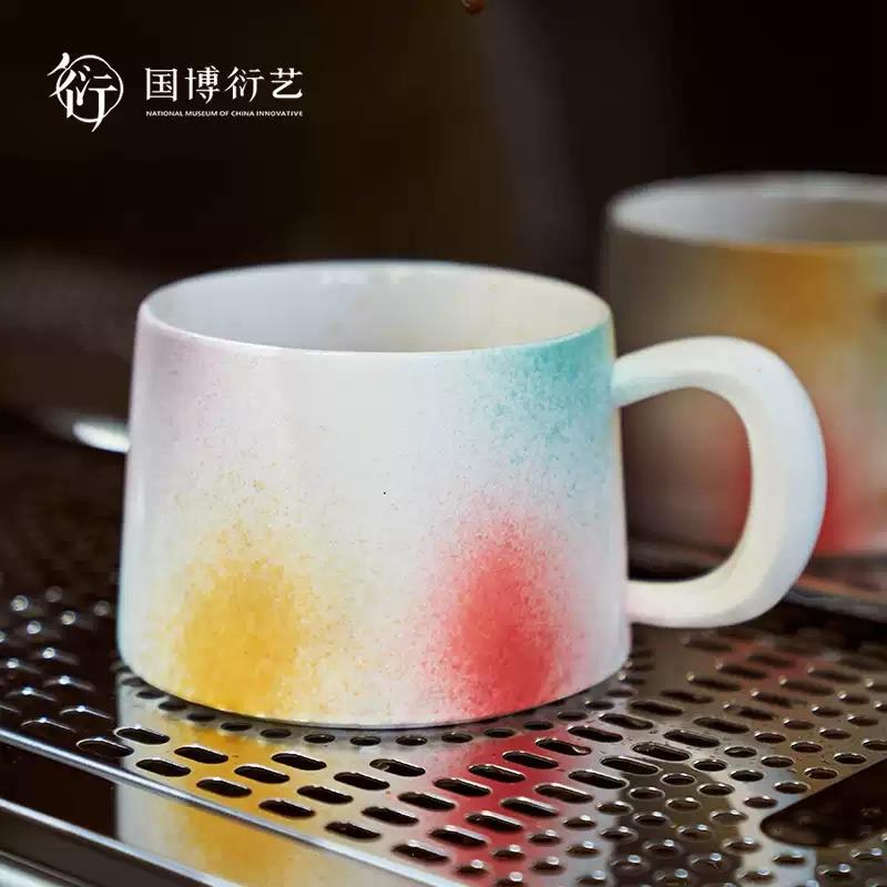中國(guó)國(guó)家博物館桃花洞釉咖啡杯碟套裝手工創(chuàng)意特色送朋友生日禮物