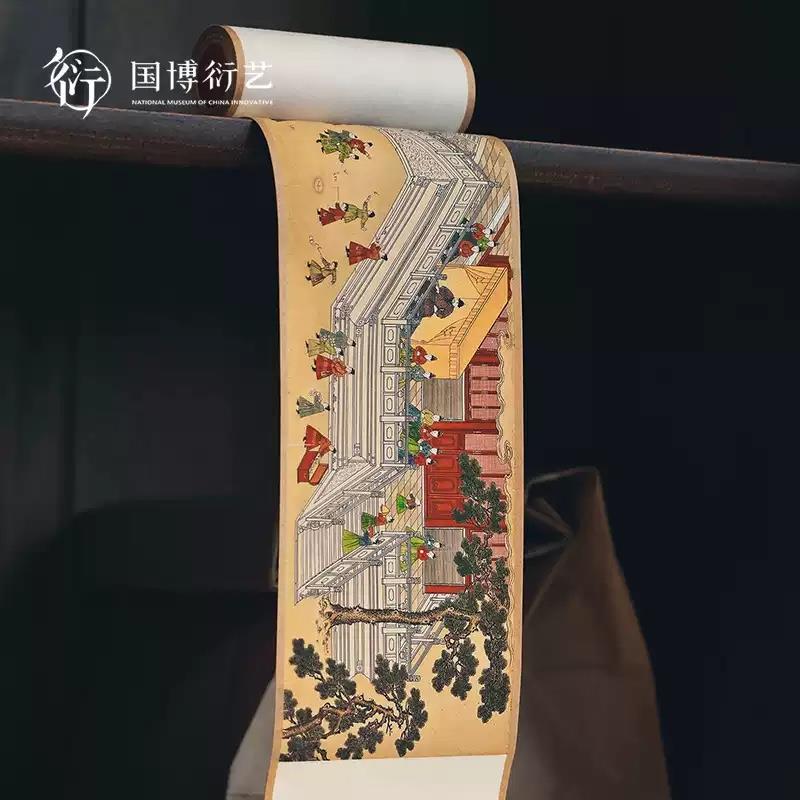 中國國家博物館迷你復(fù)刻卷軸掛畫玄關(guān)豎版茶室山水字畫背景墻裝飾