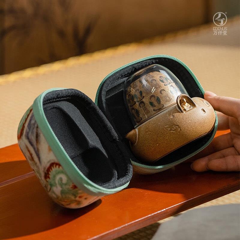 萬仟堂（Edenus）旅行茶具 敦煌系列陶瓷便攜茶具套裝快客杯送伴手禮 千佛指引