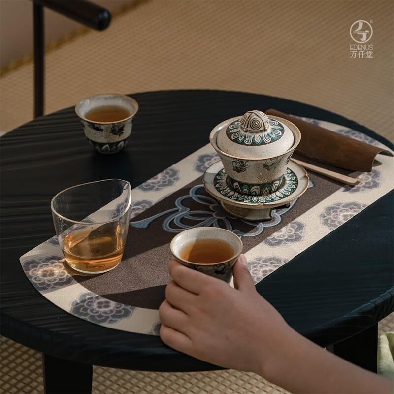 萬仟堂（Edenus）茶具套裝 敦煌聯(lián)名系列蓋碗 陶瓷高檔茶具成套送禮盒裝 飛天茗香