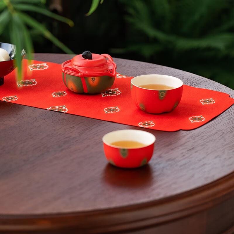 萬仟堂（Edenus） 唐宮夜宴聯(lián)名旅行茶具套裝 陶瓷帶包 便攜式戶外茶具泡茶自用 