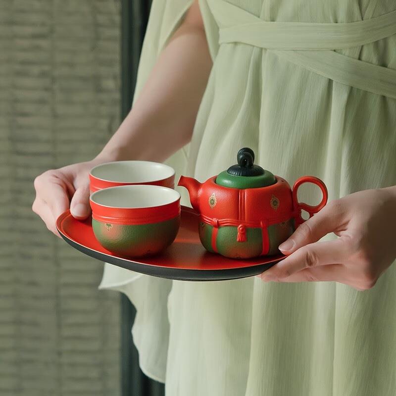 萬仟堂（Edenus）茶具套裝 陶瓷功夫茶具高檔伴手禮泡茶套裝帶茶盤