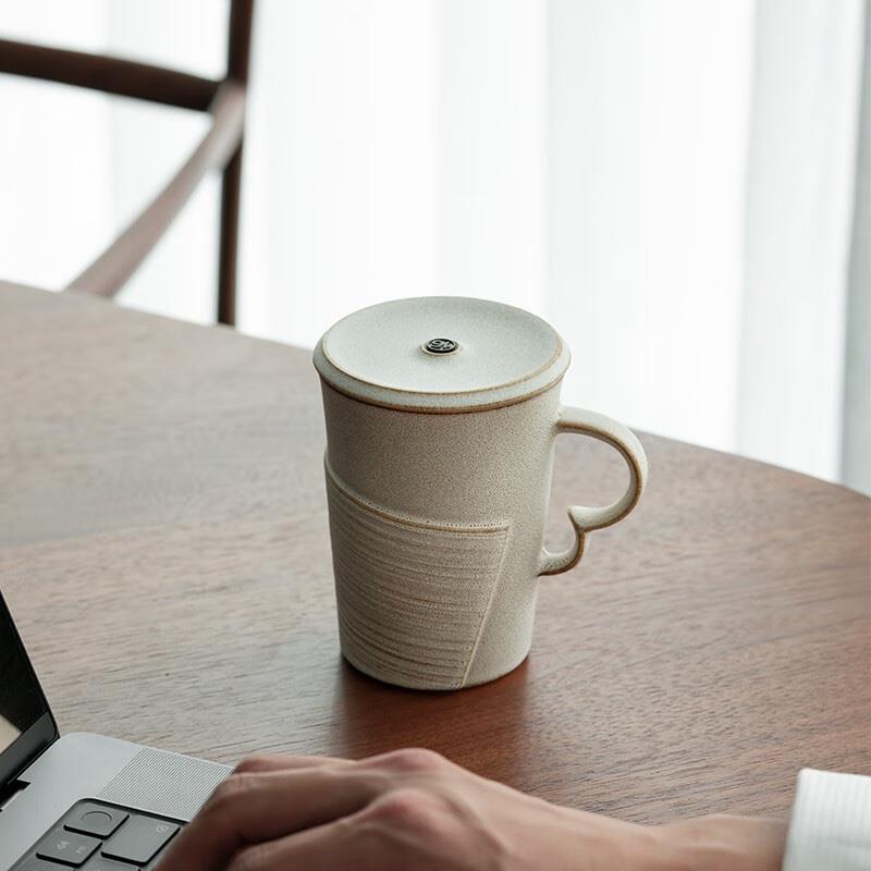 萬仟堂（Edenus）高檔陶瓷辦公杯 泡茶帶蓋茶水杯功夫茶杯主人杯伴手禮送禮盒 