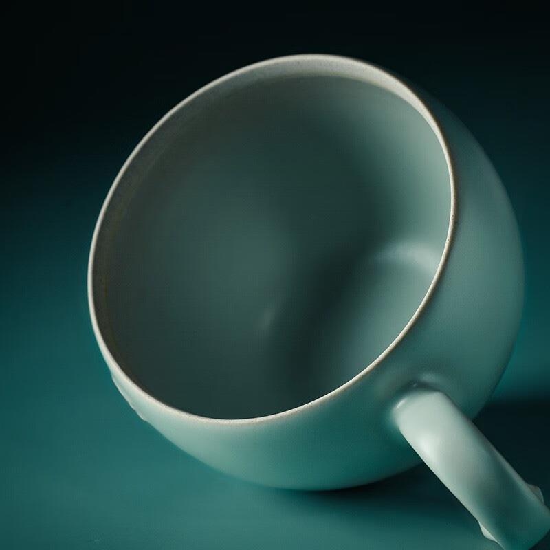 萬仟堂（Edenus）辦公杯 陶瓷水杯馬克杯女 創(chuàng)意蘋果造型 防塵帶蓋大容量水杯