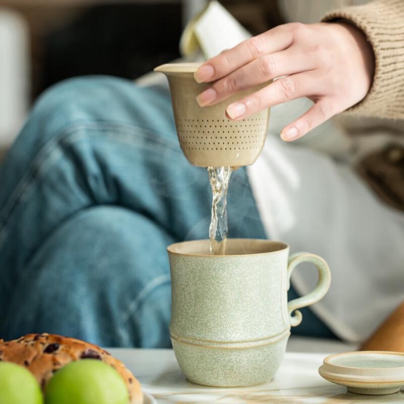 萬仟堂（Edenus）陶瓷泡茶杯辦公杯個人專用高檔水杯春竹