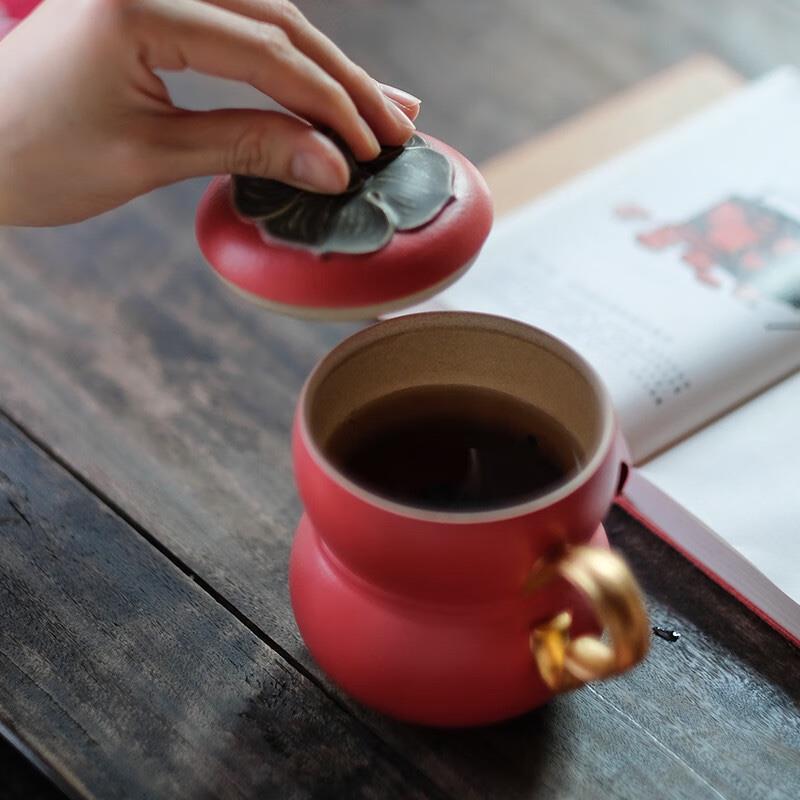 萬(wàn)仟堂（Edenus）高檔辦公茶杯具帶蓋創(chuàng)意馬克杯禮物送女友杯事事如意