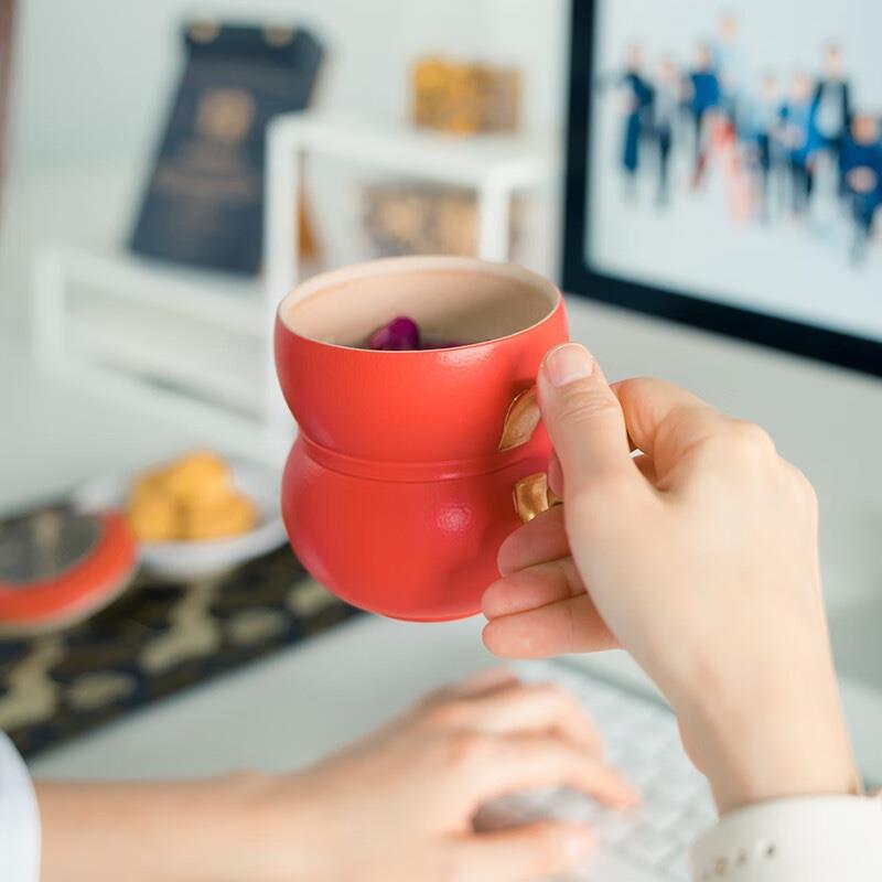 萬(wàn)仟堂（Edenus）高檔辦公茶杯具帶蓋創(chuàng)意馬克杯禮物送女友杯事事如意